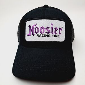 Hoosier Racing Tires Embroidered Patch Trucker Mesh Snapback Hat Cap Black